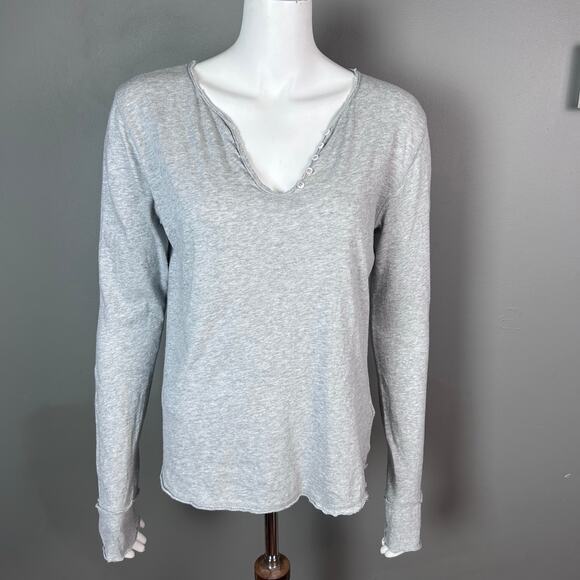 Zadig & Voltaire top Medium long sleeve t-shirt skull‎ studded henley gray - Picture 3 of 10